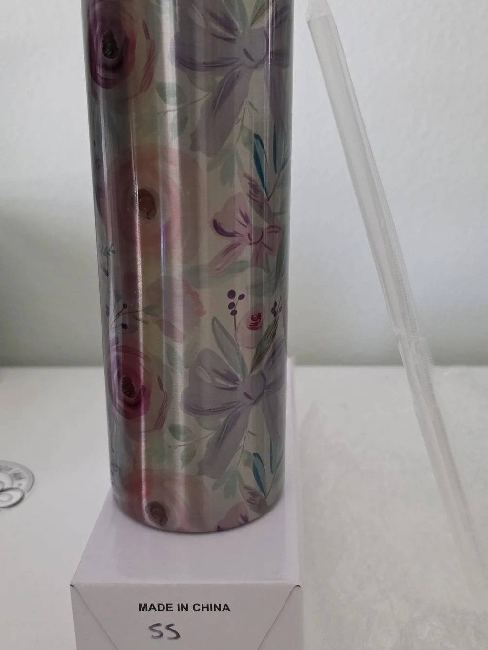 Stainless Steel Floral Tumbler - Purple & Pink Design